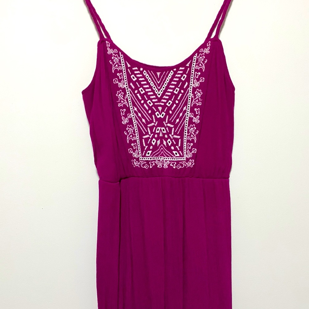 Maxi Dress Color: Purple/Pink with white embroidery,Size: Small,Brand: Mossimo